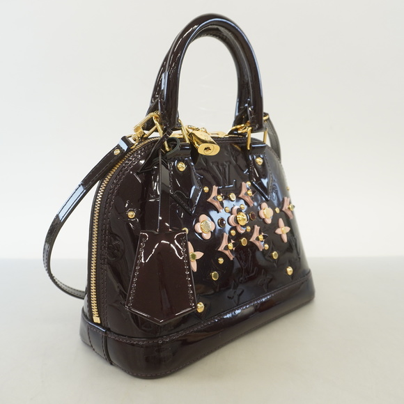 Auth Louis Vuitton 2way Bag Monogram Vernis Alma BB Flower M90988 Amaranto - Picture 2 of 9